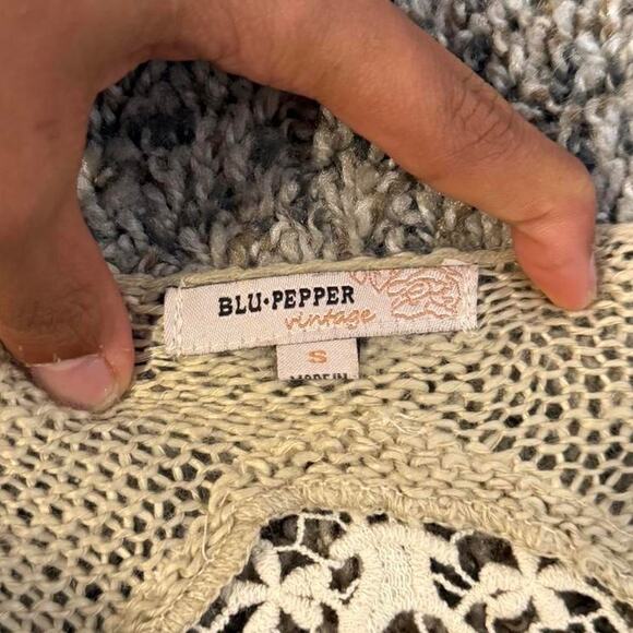 Beige Boho Open Front Cardigan with Fringe Detail - Picture 6 of 6